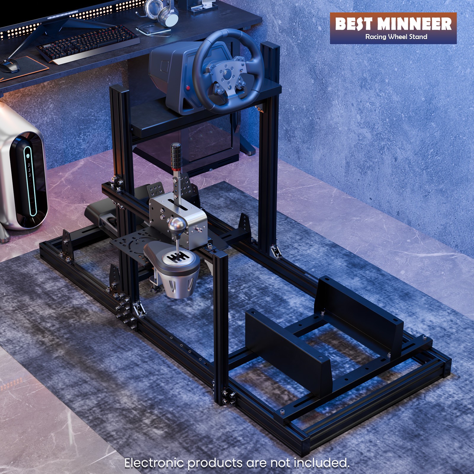 Minneer 3060 Aluminum Racing Simulator Cockpit Fits Logitech G923 Thrustmaster