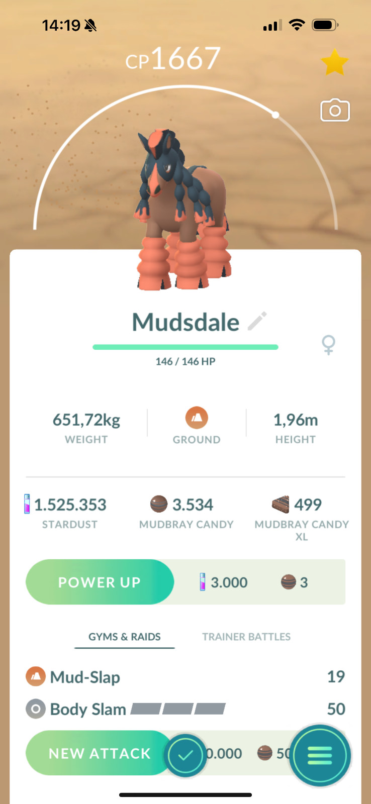 Pokémon Go Mudsdale – TRADE 20k stardust