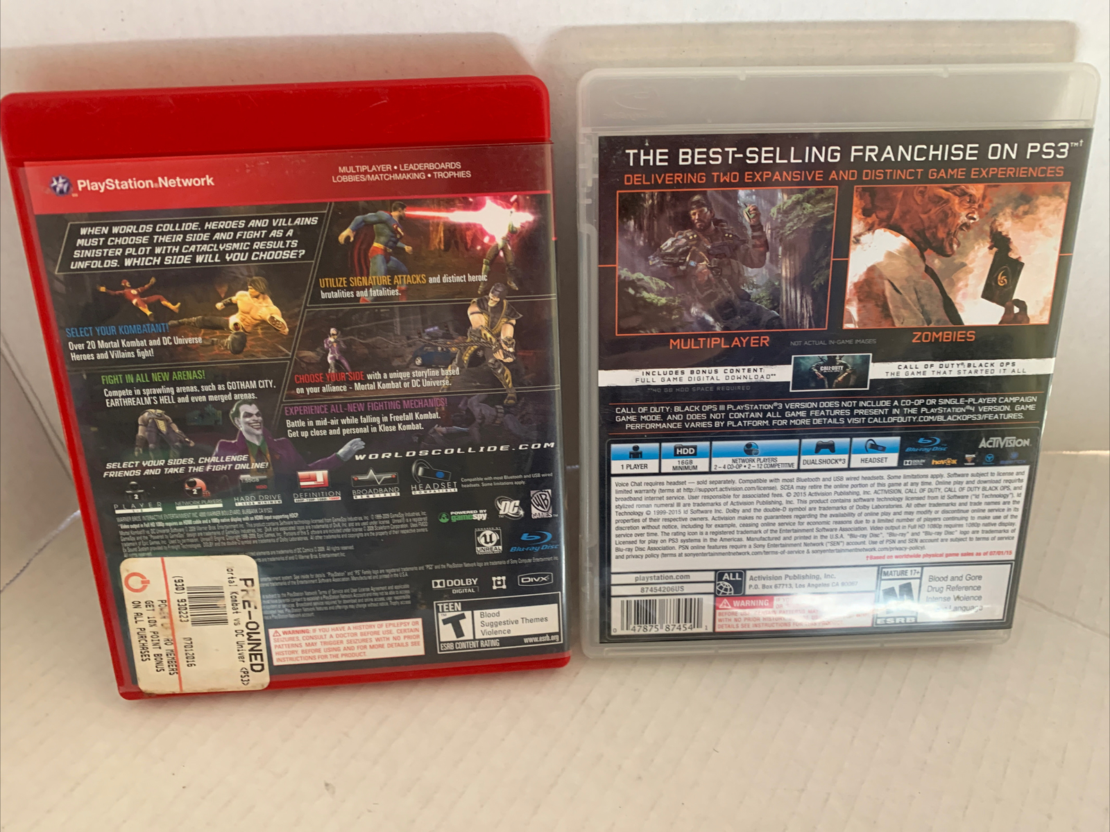 Call Of Duty Black Ops 3 & Mortal Kombat VS DC Universe PS3 Lot ForPlaystation 3