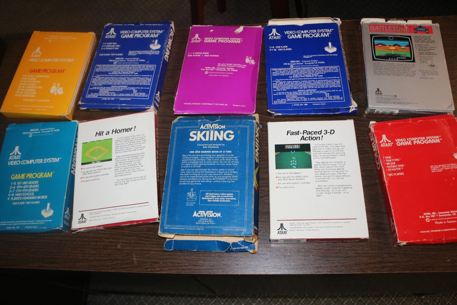 Atari 2600 10 Boxed Game Lot Combat Super Baseball Football Battlezone Space Inv