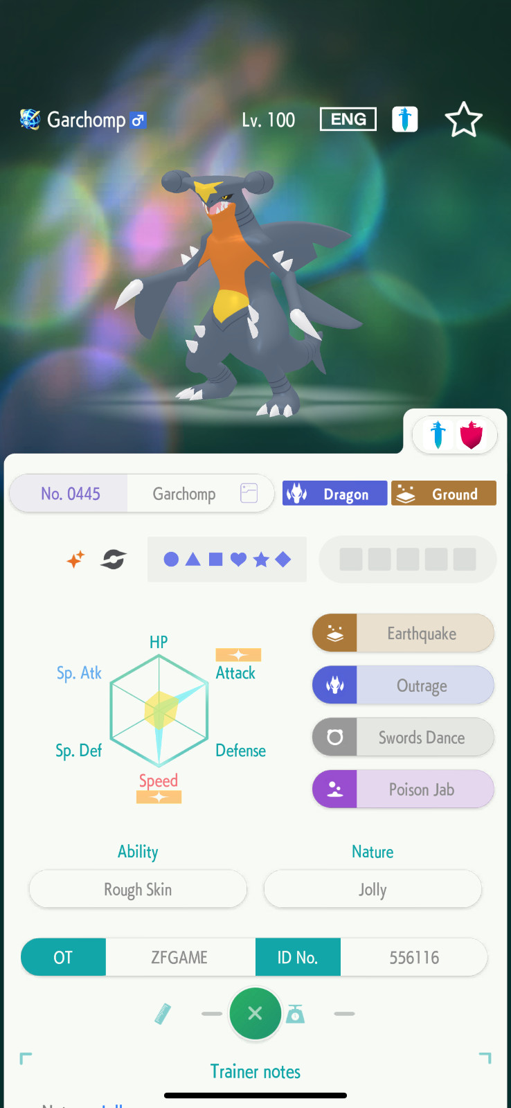 ✨6IV SHINY Garchomp ATK + EVS🚀 POKEMON HOME✨Champions✨Online delivery⚡