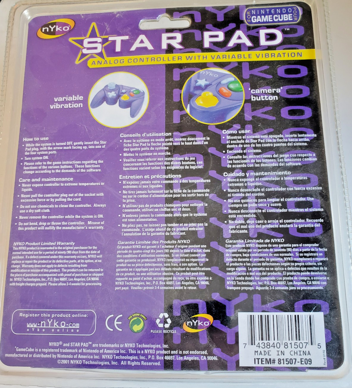 NYKO STAR PAD for Nintendo Game Cube NOS