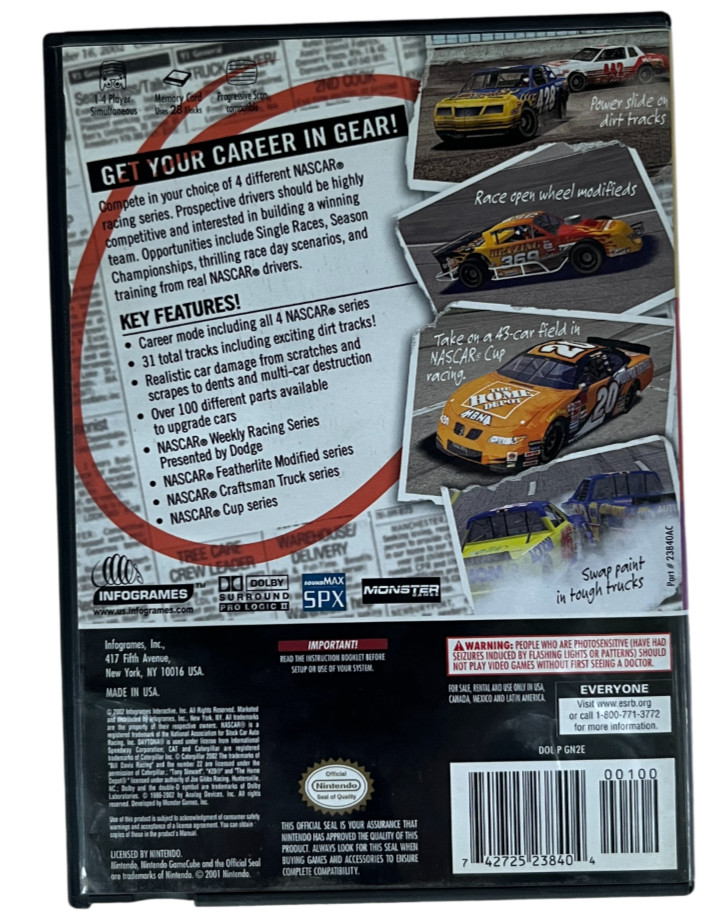 NASCAR: Dirt to Daytona Nintendo GameCube – Tested – Missing Manual