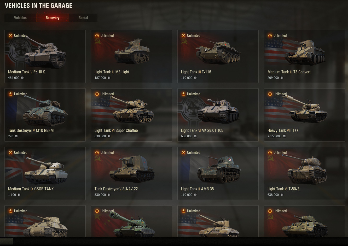 World of Tanks Account a lot of premiums Tier X