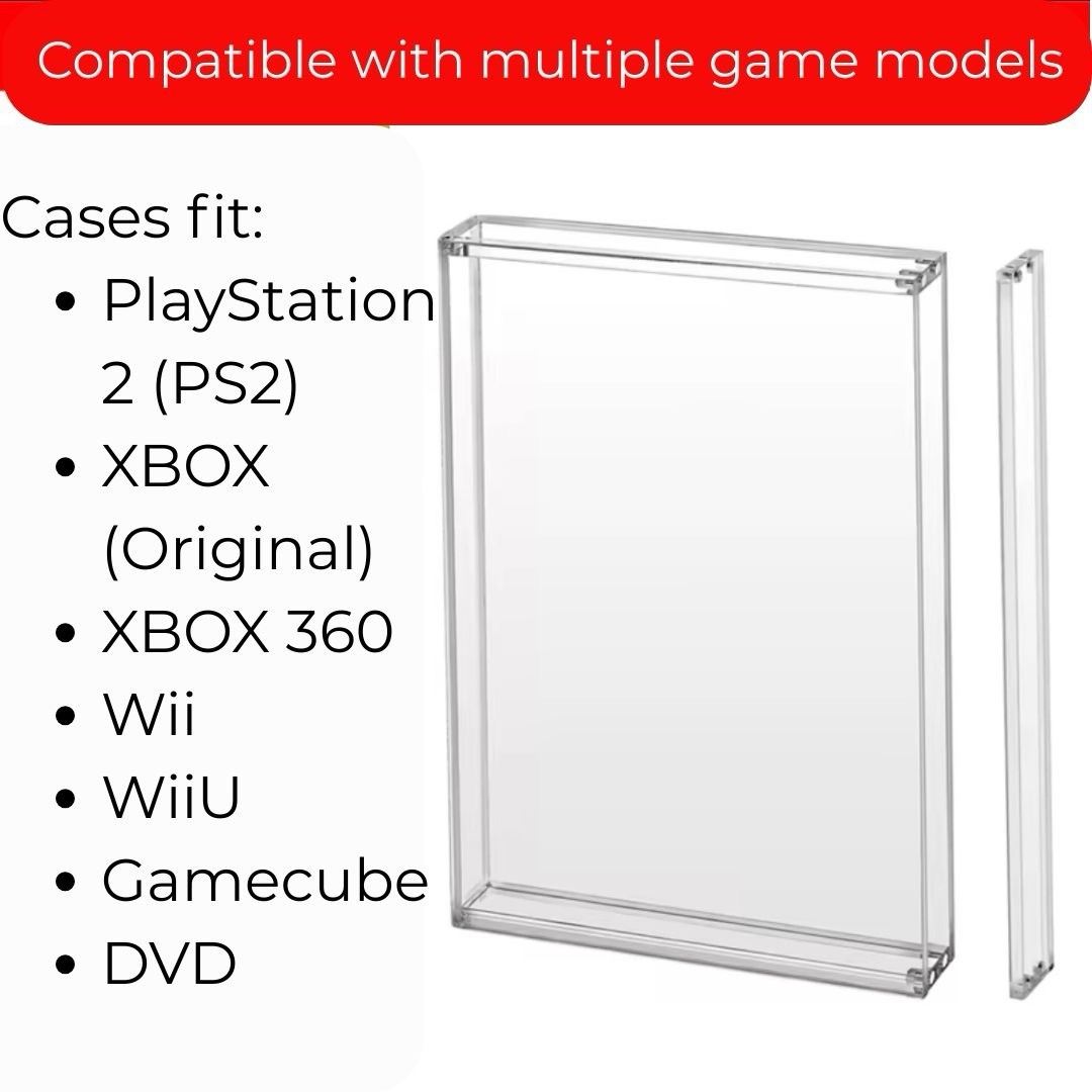 Acrylic Video Game Display Case – Xbox, PS2, GameCube, Xbox 360, Wii, WiiU, DVD