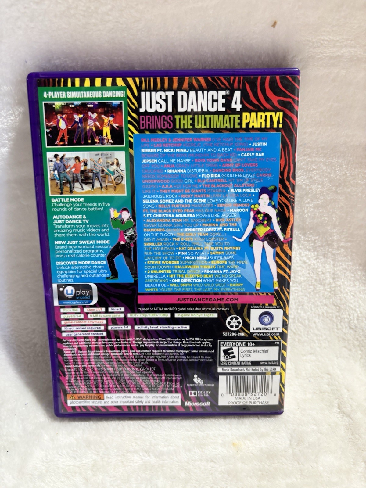 Just Dance 4 (Microsoft Xbox 360, 2012) Complete With Manual