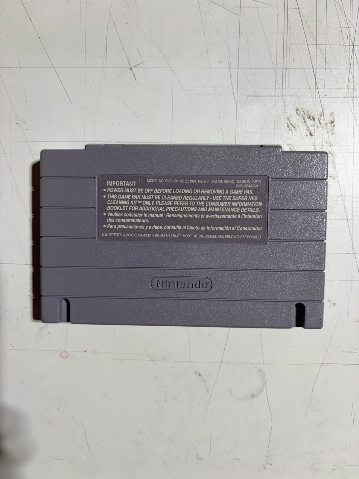 Uncharted Waters New Horizons (SNES, 1994) Cartridge and map w water damage