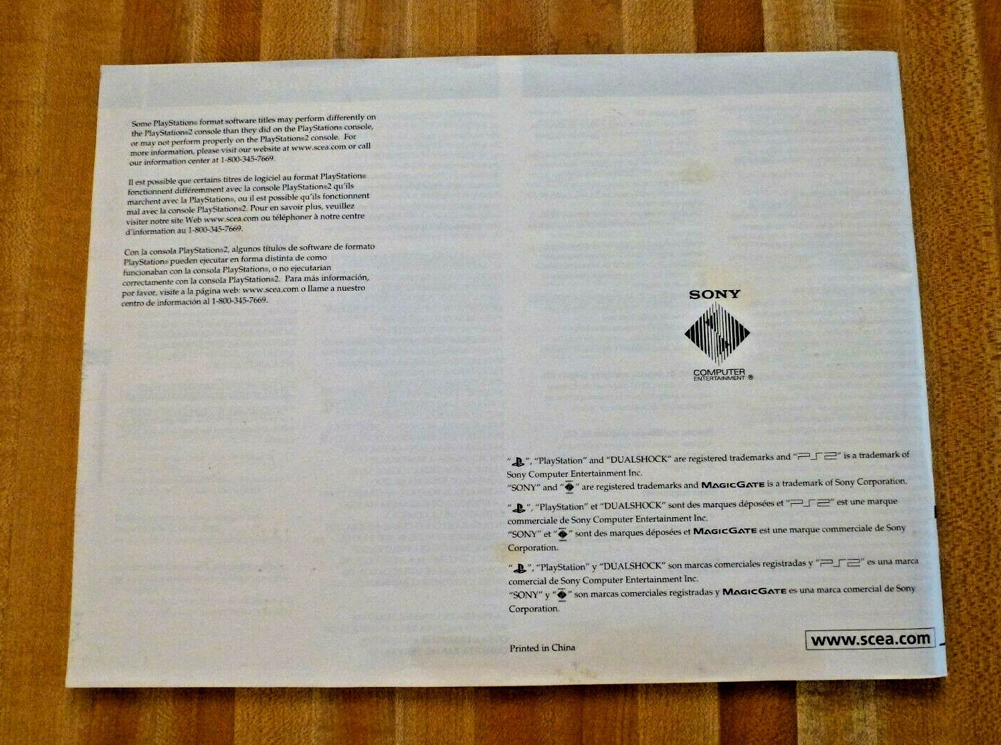Set of 2 Sony Playstation 1 and Sony Playstation 2 Console Instruction Manual