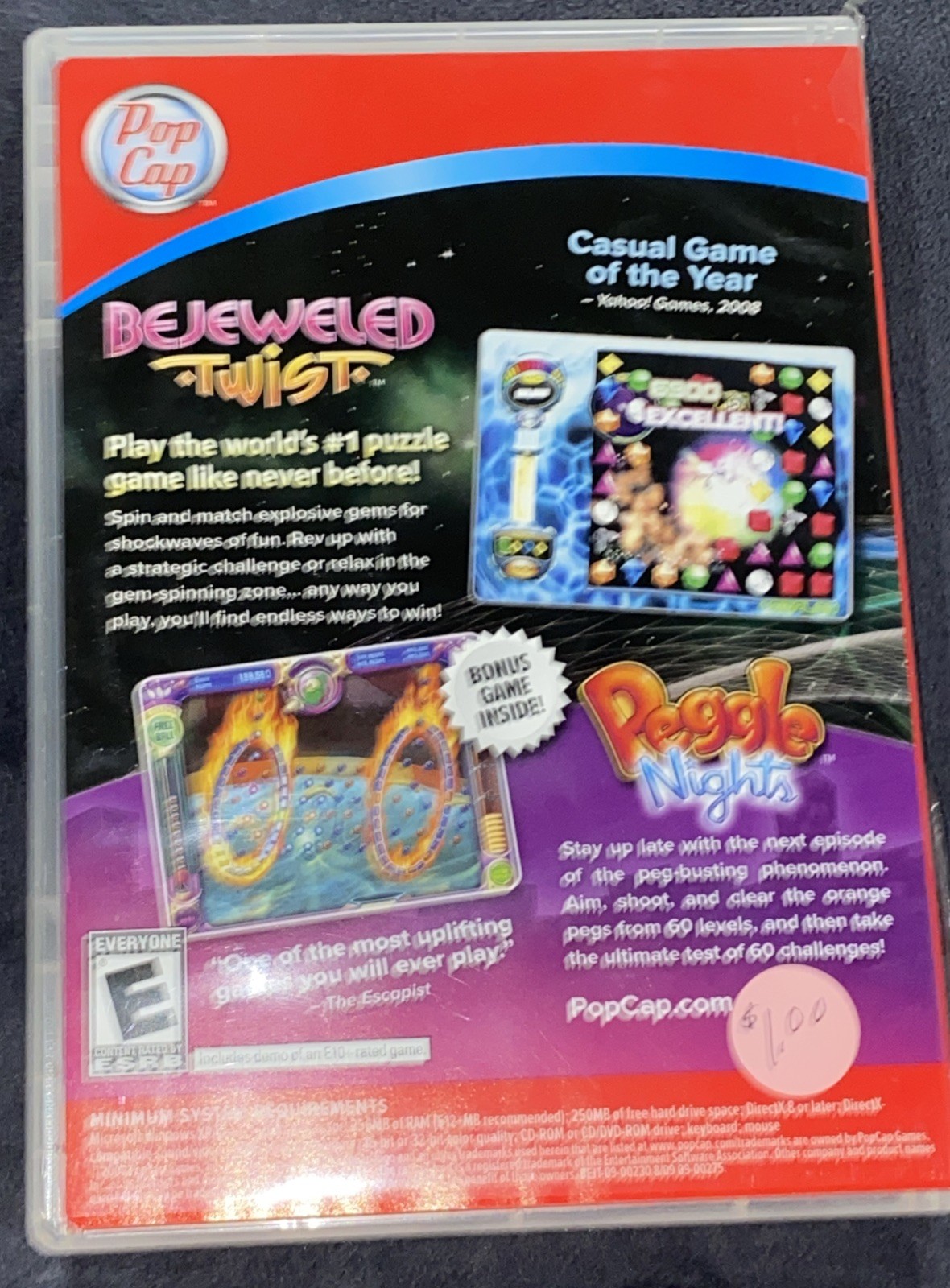 Bejeweled Twist PC CD-ROM Includes Bonus Game, Peggle Nights 2008