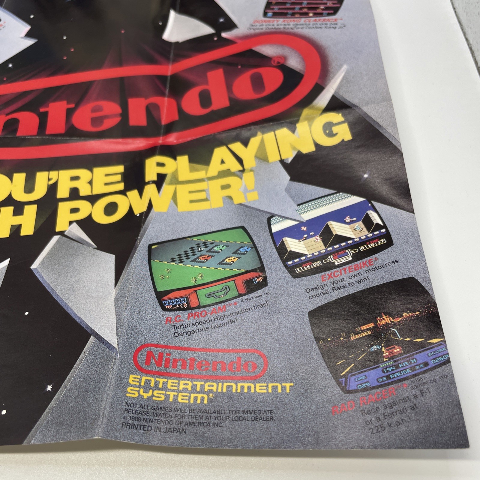 Vintage 1988 Nintendo NES Promotional Poster Fold Out Insert Multiple GamesShown