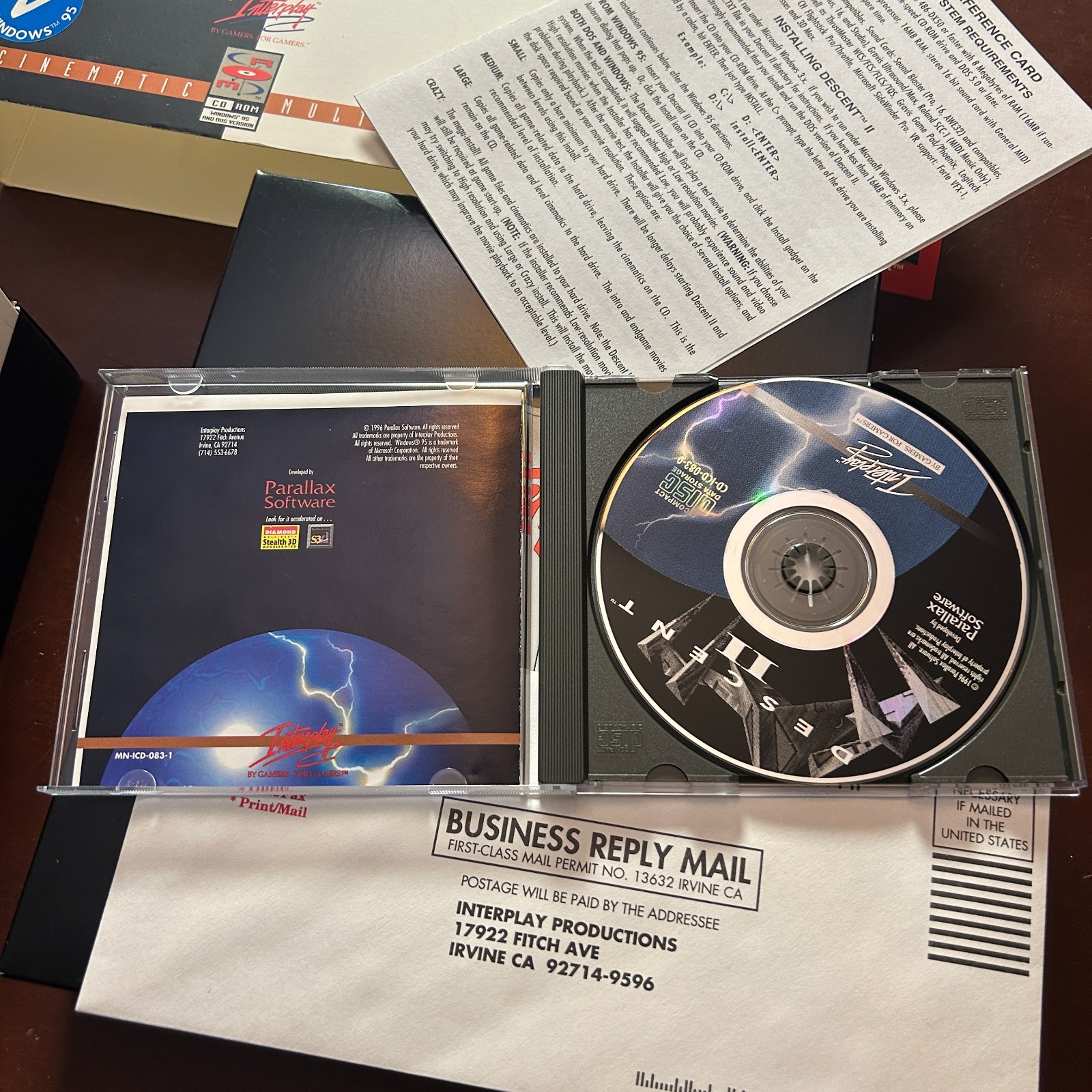 Vintage Descent 2 II PC CD-ROM 1996 Big Box Interplay Drone Battle Complete