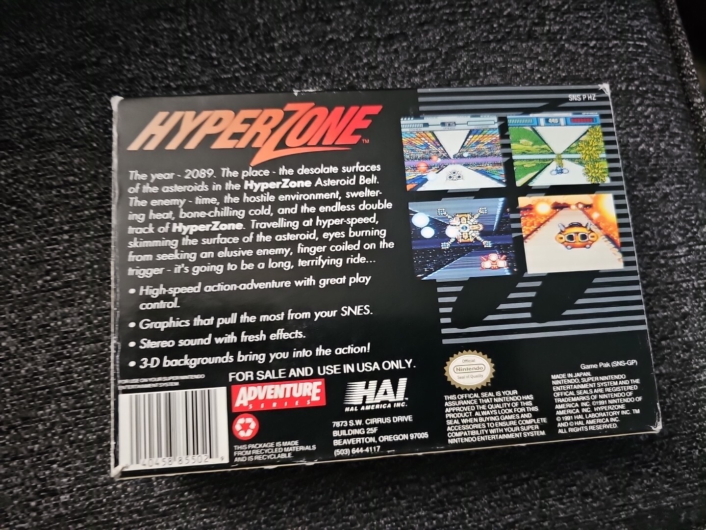 HyperZone (Super Nintendo Entertainment System, 1991) SNES Complete W/ Manual