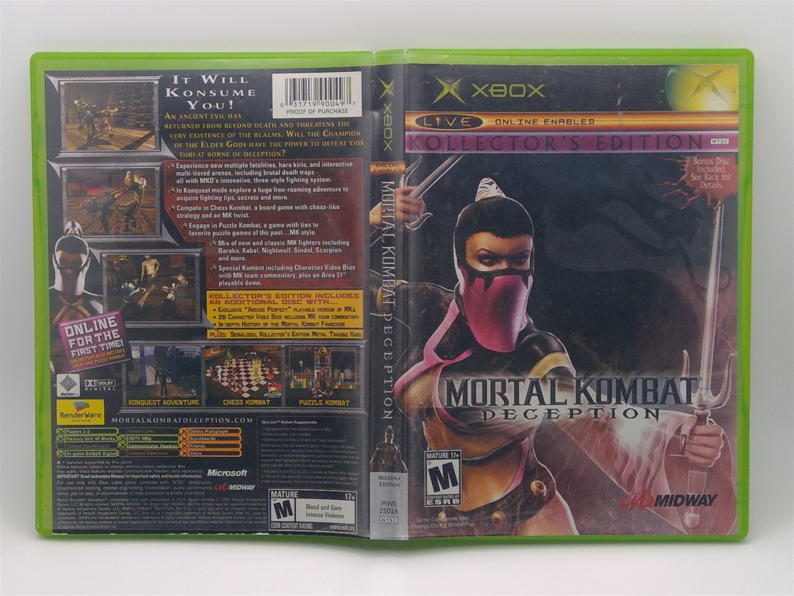 Mortal Kombat: Deception Kollector’s Edition (Xbox) Clean Tested Working