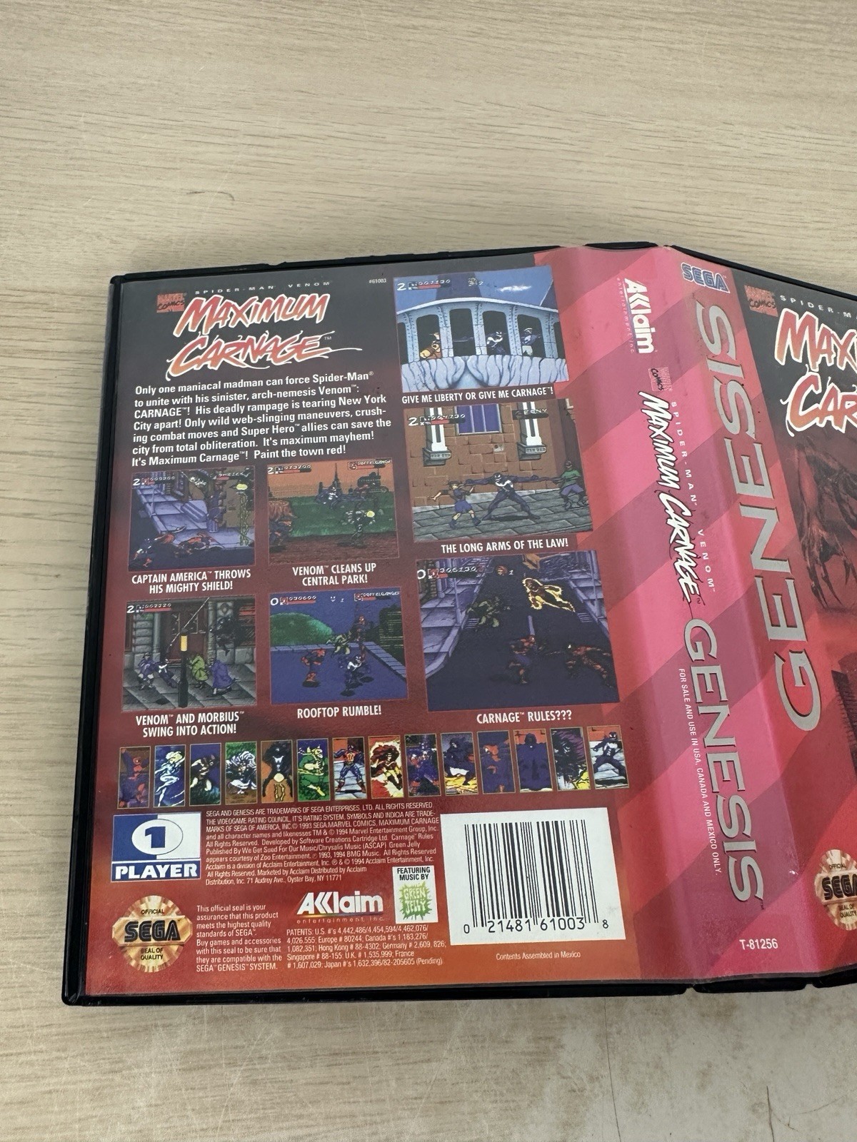 Spider-Man and Venom: Maximum Carnage (Sega Genesis, 1994) – Game & Box – WORKS!