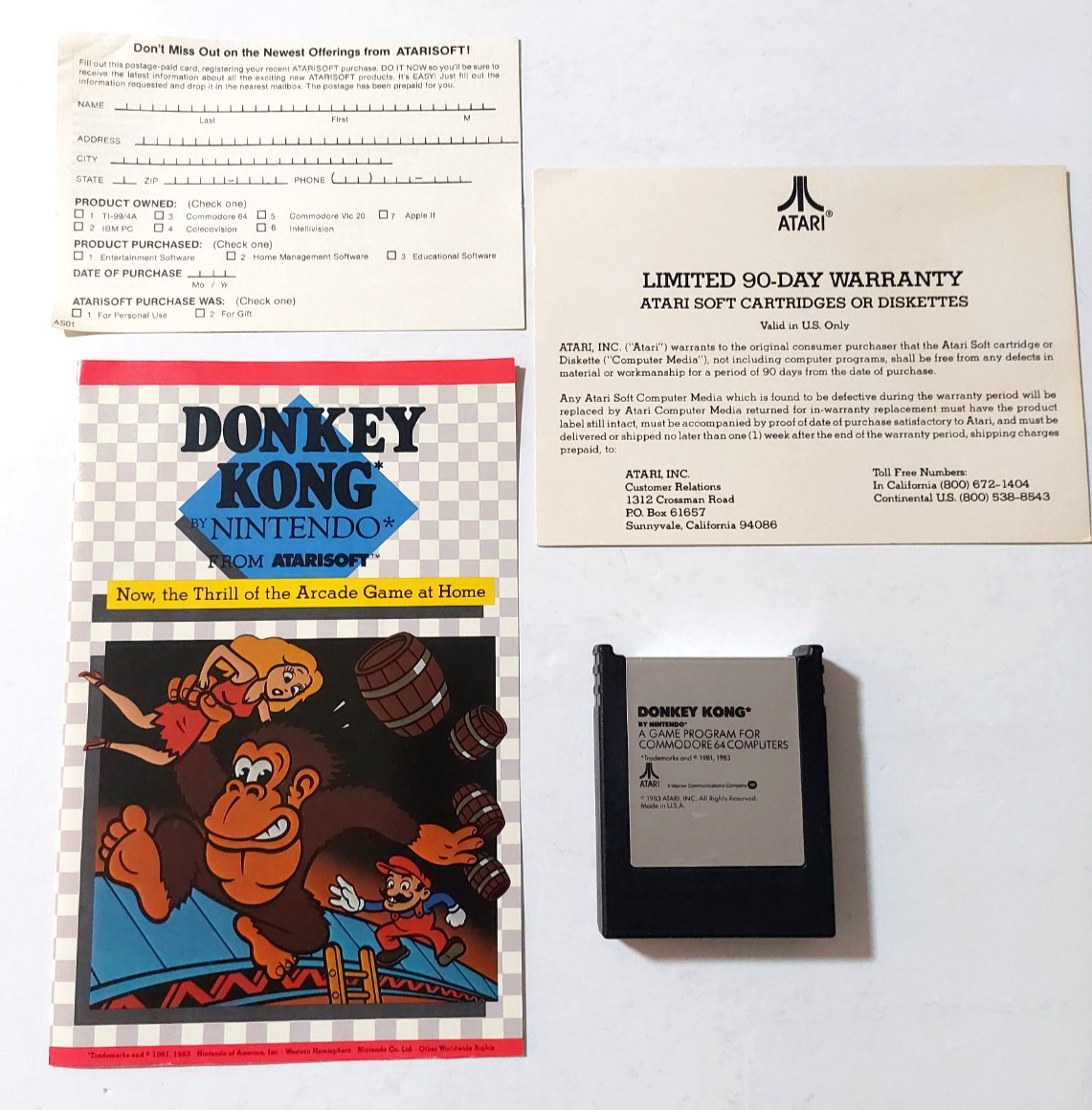 Donkey Kong Commodore 64 Cartridge 1983 COMPLETE Green Box Untested Rare