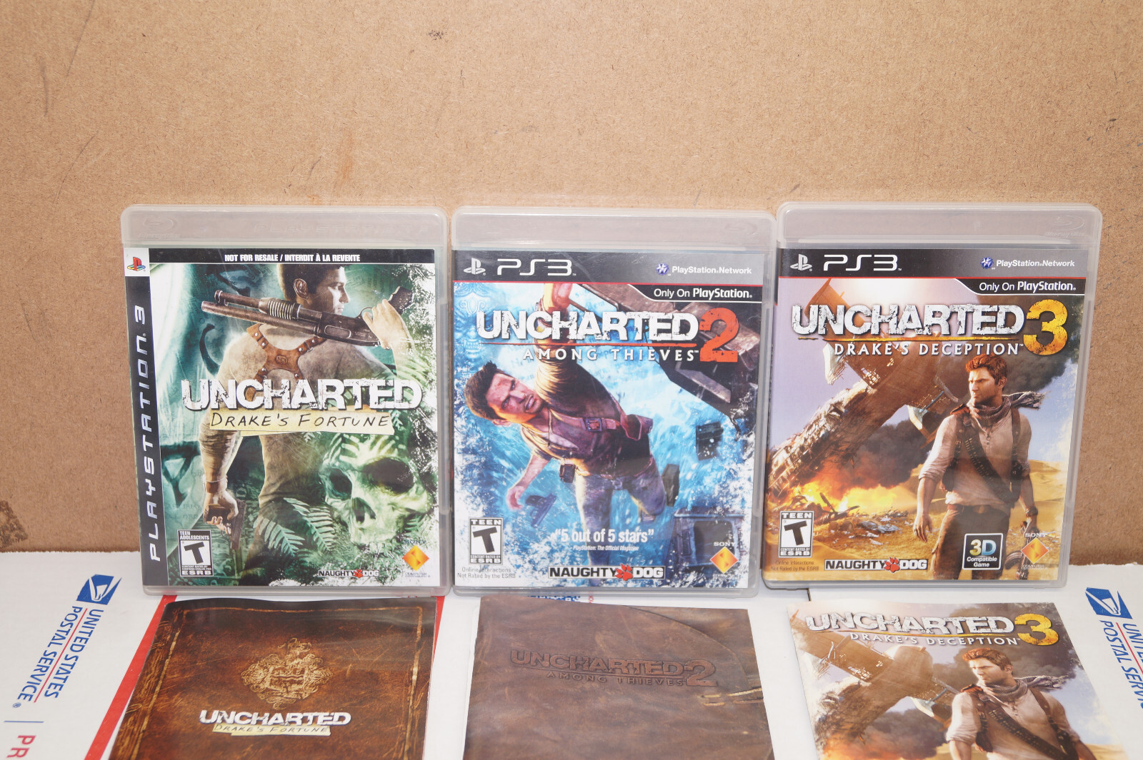 Sony PlayStation 3 PS3 Uncharted 1 2 3 Trilogy Bundle Lot Action Game Complete