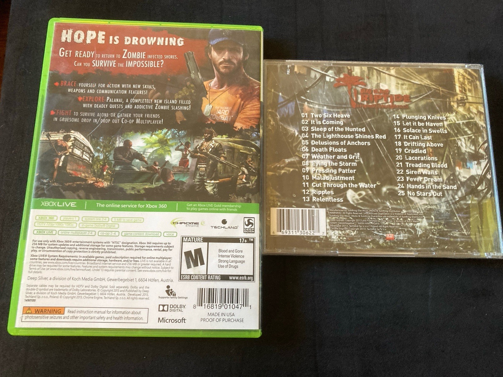 Used Dead Island Riptide (Microsoft Xbox 360, 2013) complete w/new soundtrack CD