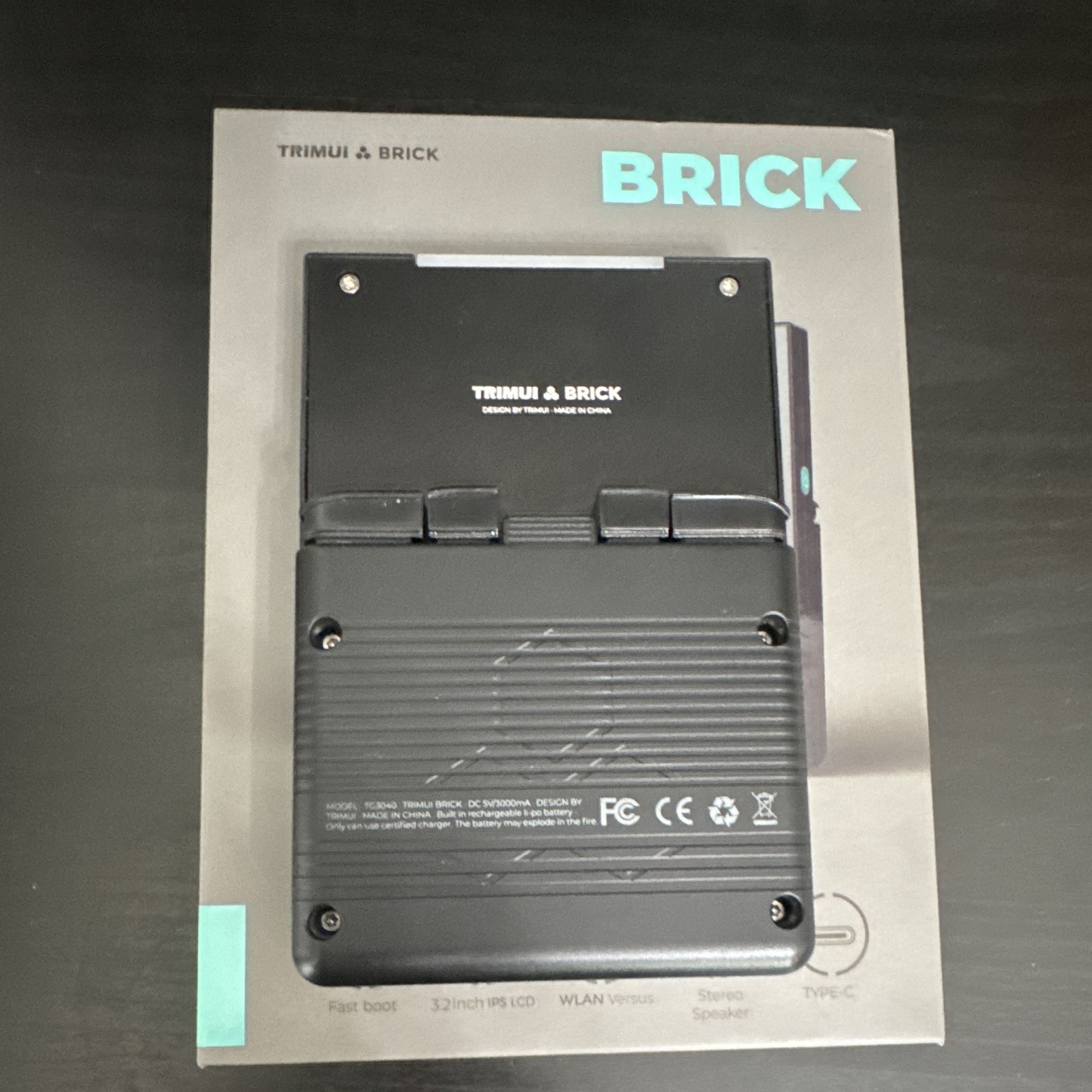 Trimui Brick Retro Handheld Video Game Console – Black, w/Screen Protectors
