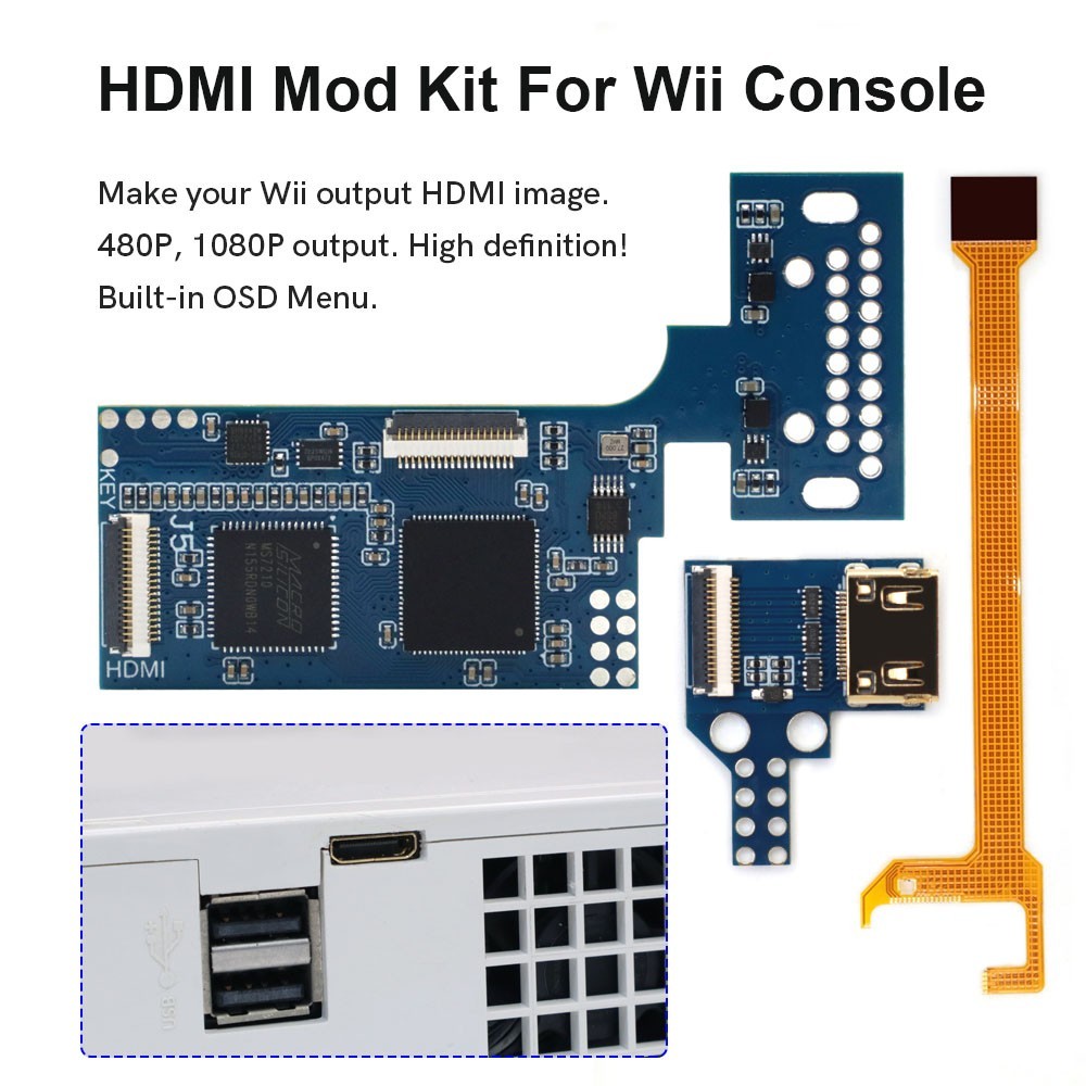 480P 1080P Internal Wii Digital HDMI Mod Digital to Digital HDMI Mod Kit For Wii