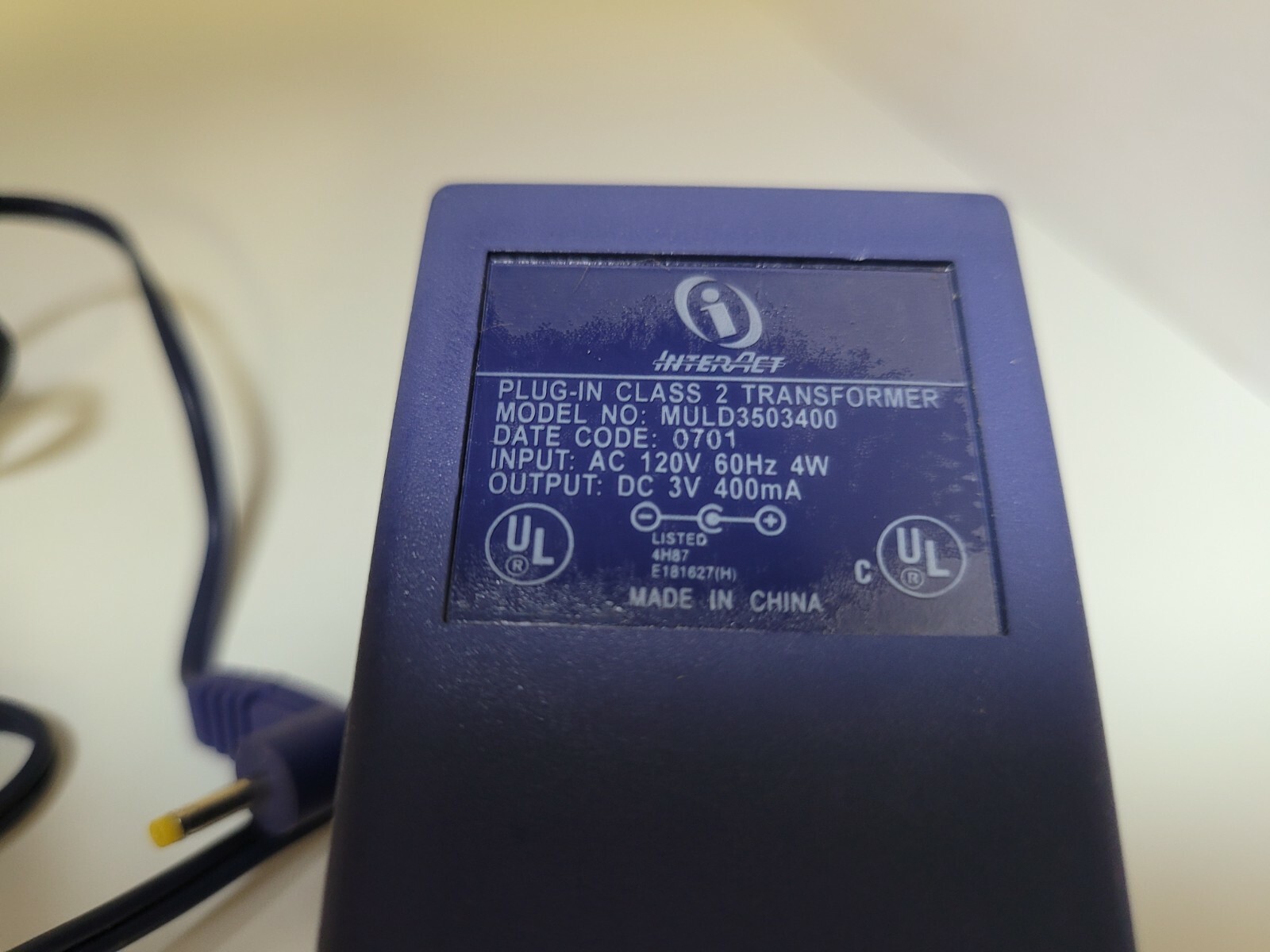 NEW PURPLE INTERACT 3V 400mA 110V AC POWER ADAPTER FOR GAME BOY POCKET #U8