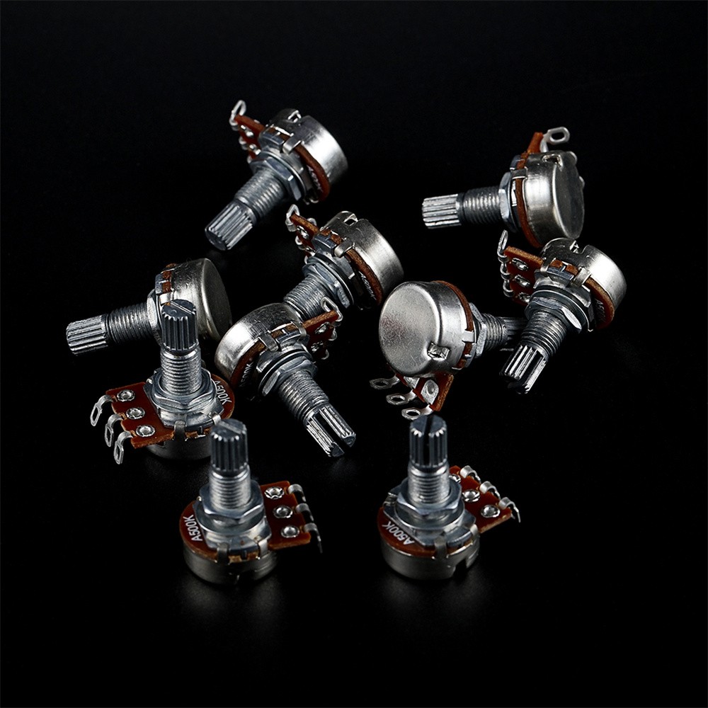 10Pcs Potentiometers 500K Ohm Guitar Bass Pots Split Shaft Rotary Audio Taper
