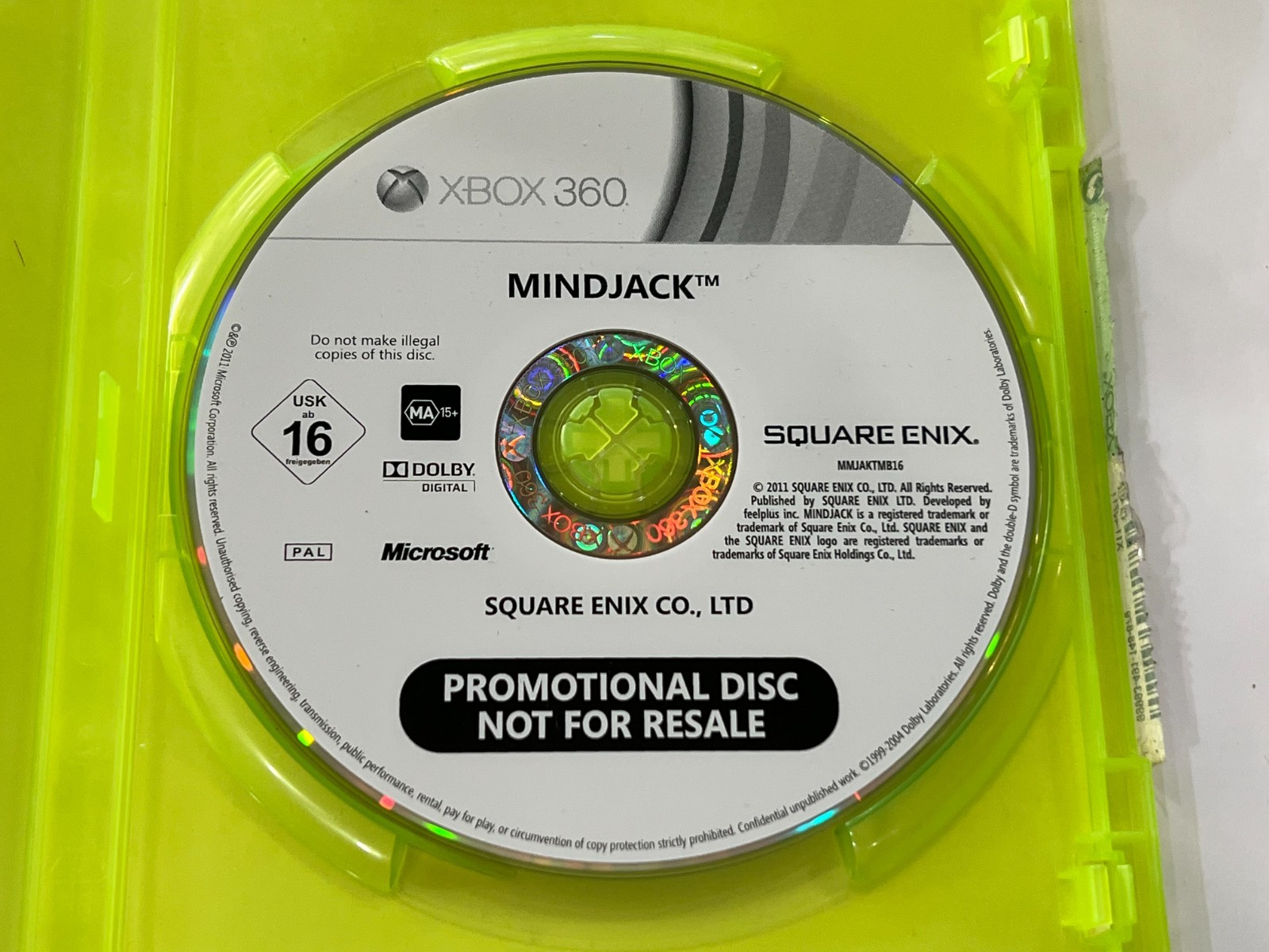 MINDJACK (XBOX 360 GAME, MA 15+) PROMOTIONAL COPY