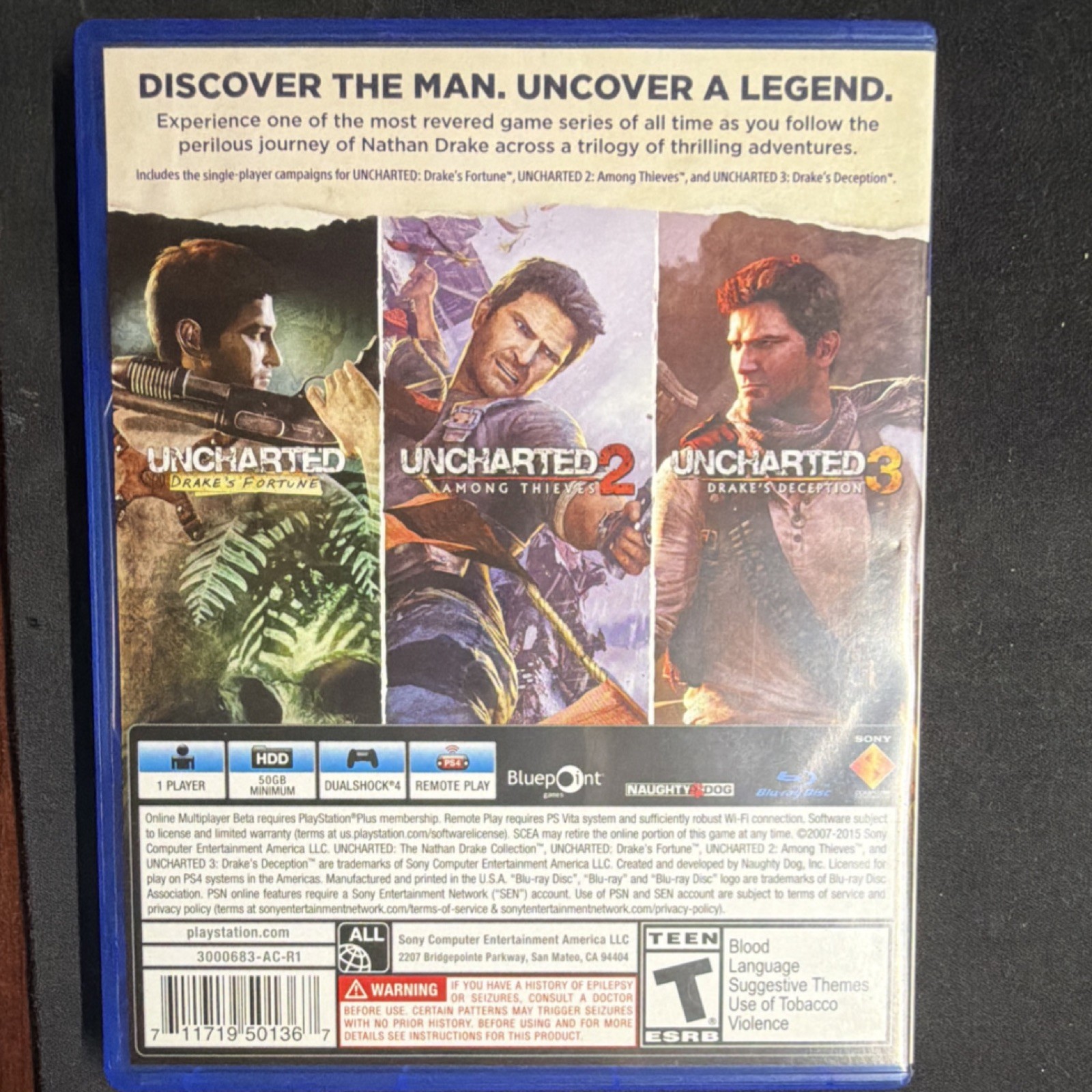 Naughty Dog Uncharted: The Nathan Drake Collection PS4 w/ Case & Disc