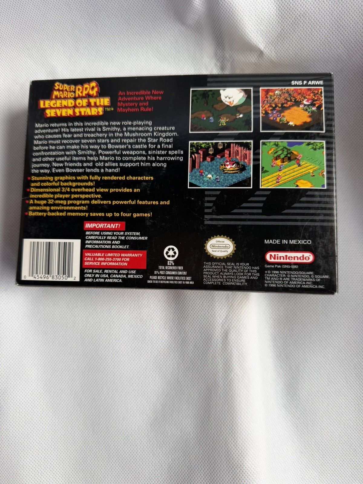 Nintendo SNES Super Mario RPG North American Edition beautiful condition.