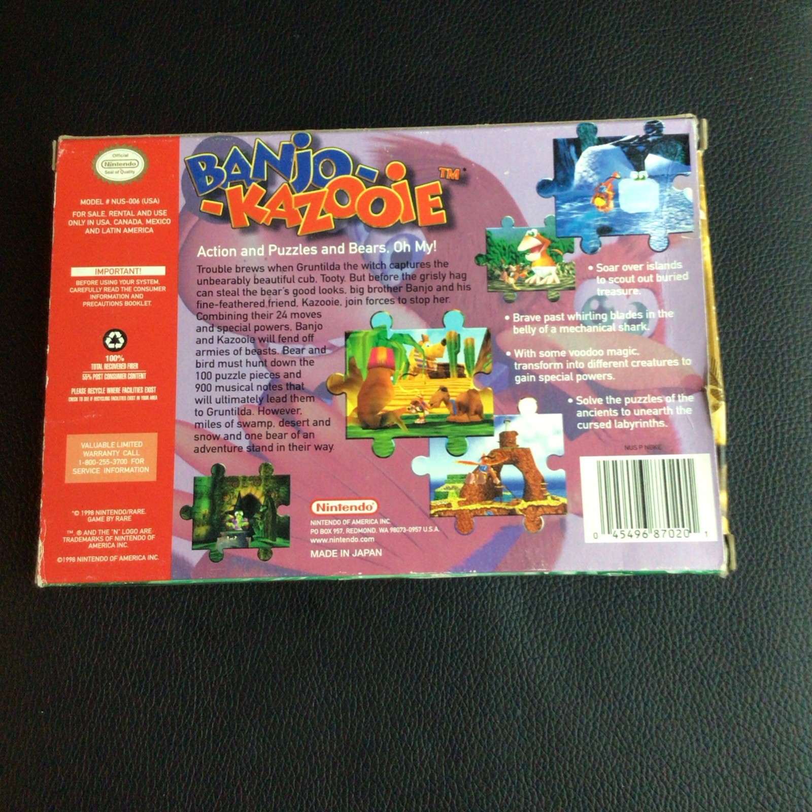 Banjo-Kazooie (Nintendo 64, 1998) Box Manual Complete CIB N64 Good shape