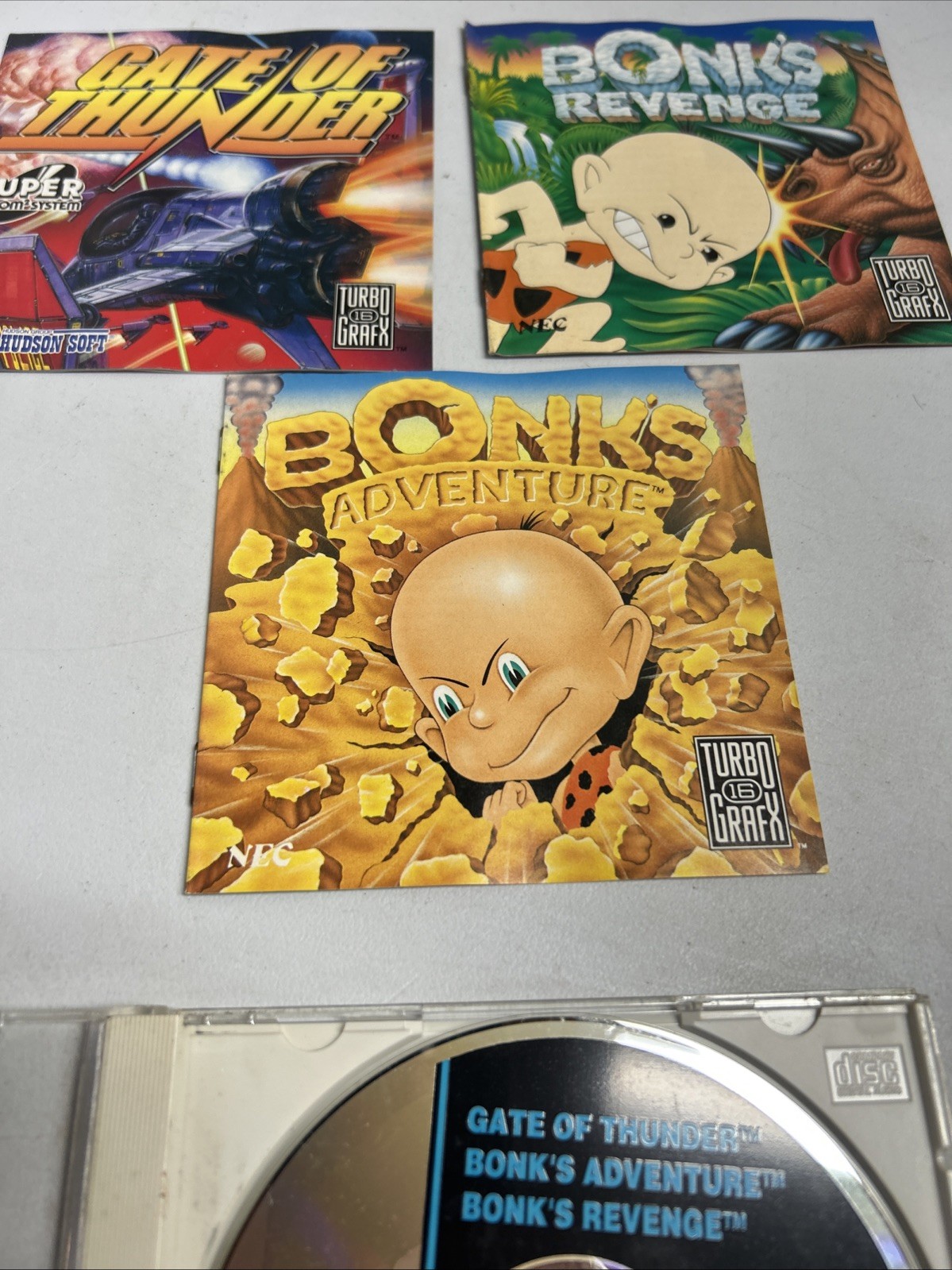 Gate of Thunder Bonks Adventure & Revenge TurboGrafx CD TurboDuo w/ Manuals