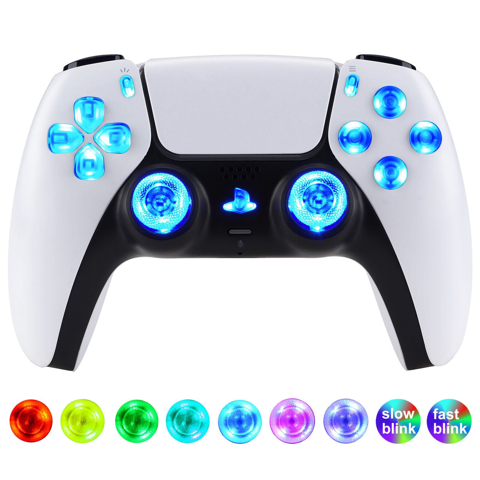 7 Colors 9 Modes Luminated Buttons LED Kit For PS5 Controller BDM-030 / 040