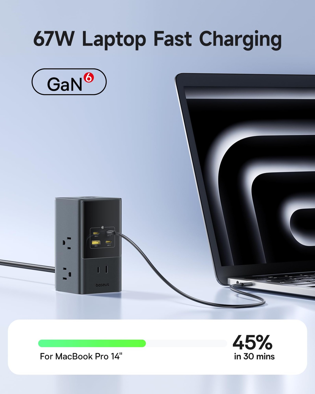 Baseus Charging Station 67W, 10-in-1 USB-C PD Fast Charging Desktop Charger with