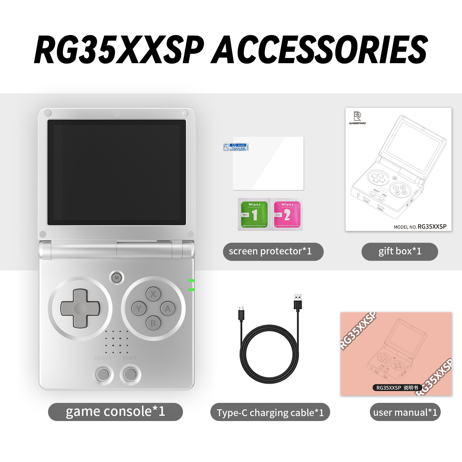 ANBERNIC RG35XXSP Handheld Retro Game Console 3.5′ IPS Screen 64G 4K+Games Gifts