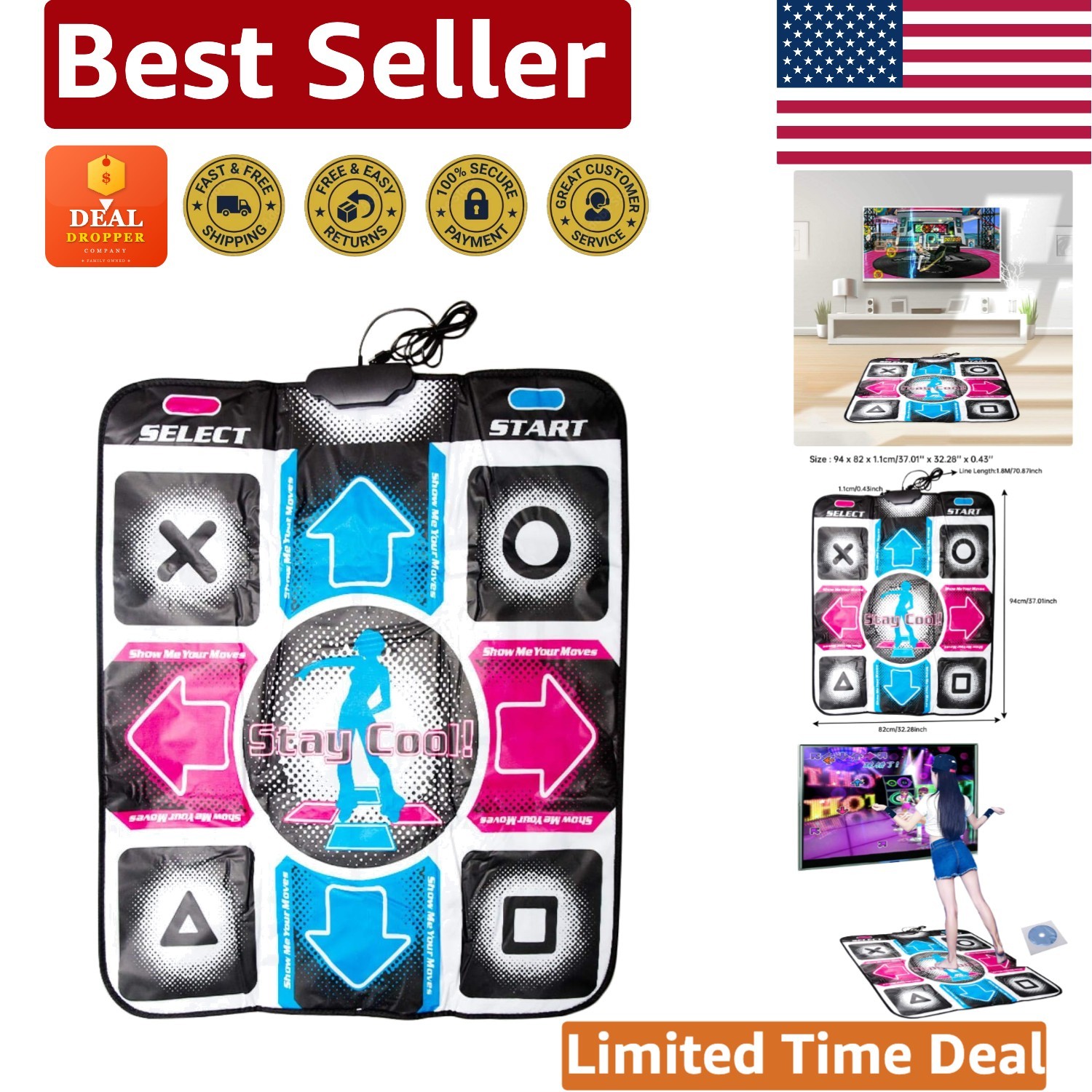 Interactive USB Dance Mat – Anti-Slip Gaming Pad for All Ages & PC Compatibility