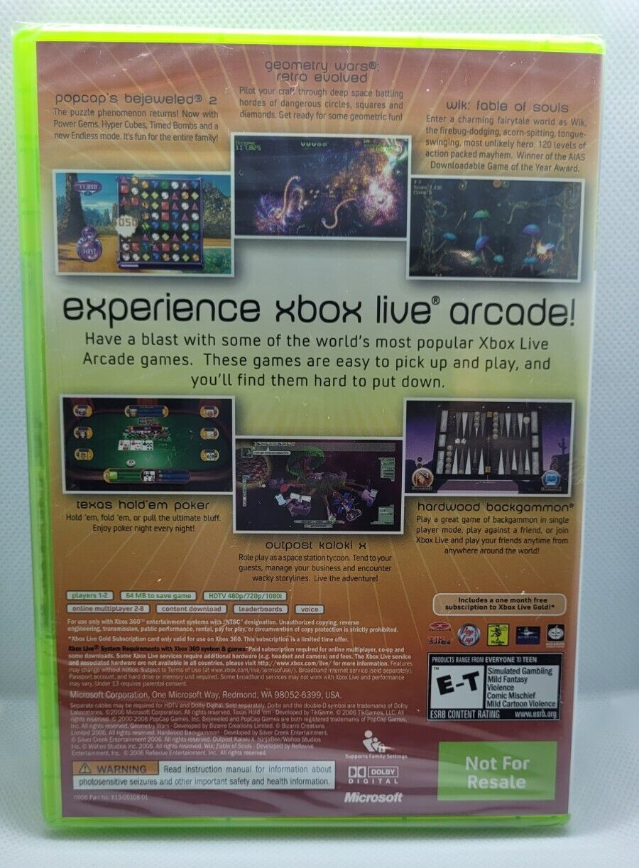 Live Arcade Volume 1 for XBOX 360 – Includes 1 Month XBOX Live Gold subscription