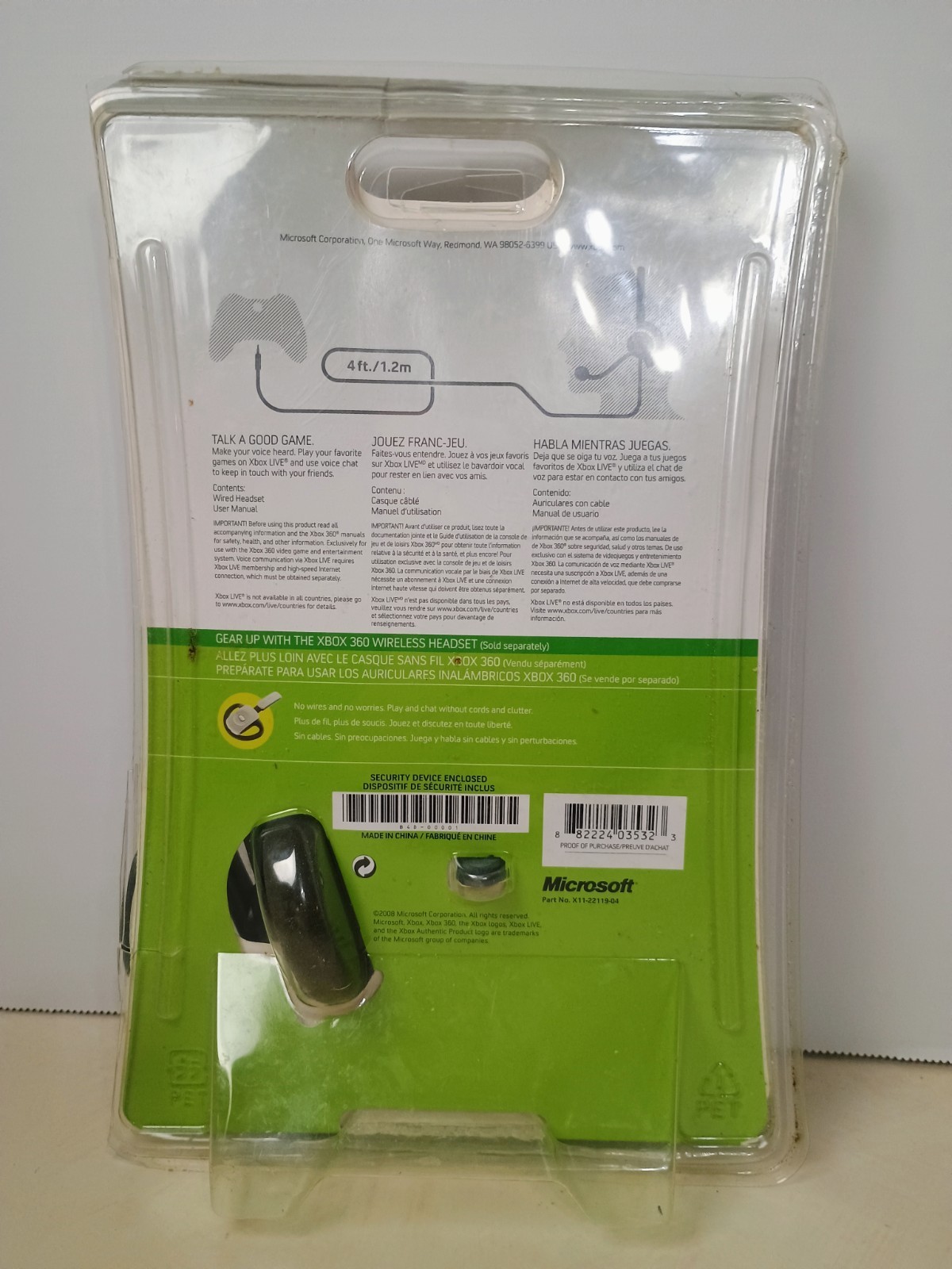 Microsoft XBOX 360 Live Headset Black & Gray Headband Wired / open box