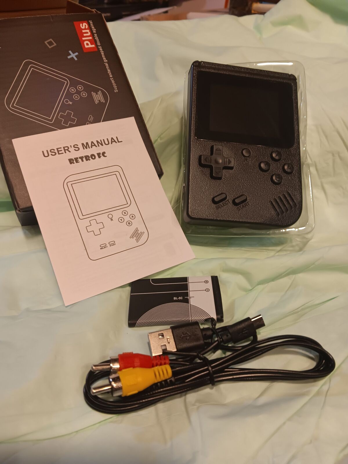 Retro FC Plus Handheld Game Console with AV Cable and USB Charger