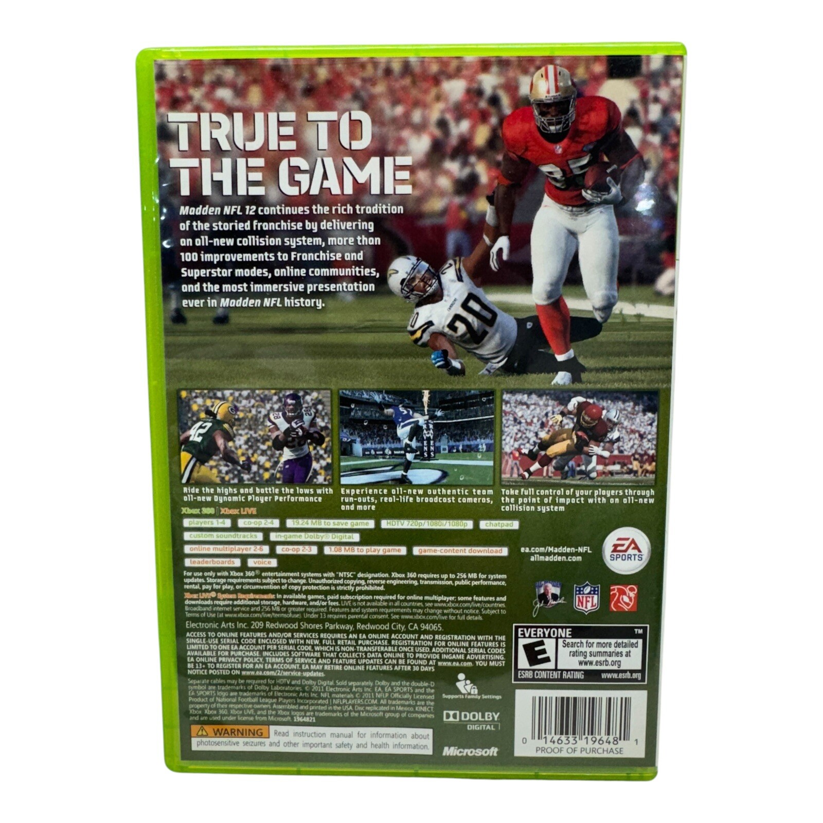 Madden NFL 12 (Xbox 360 2011) EA Sports Football Game Tested & Working