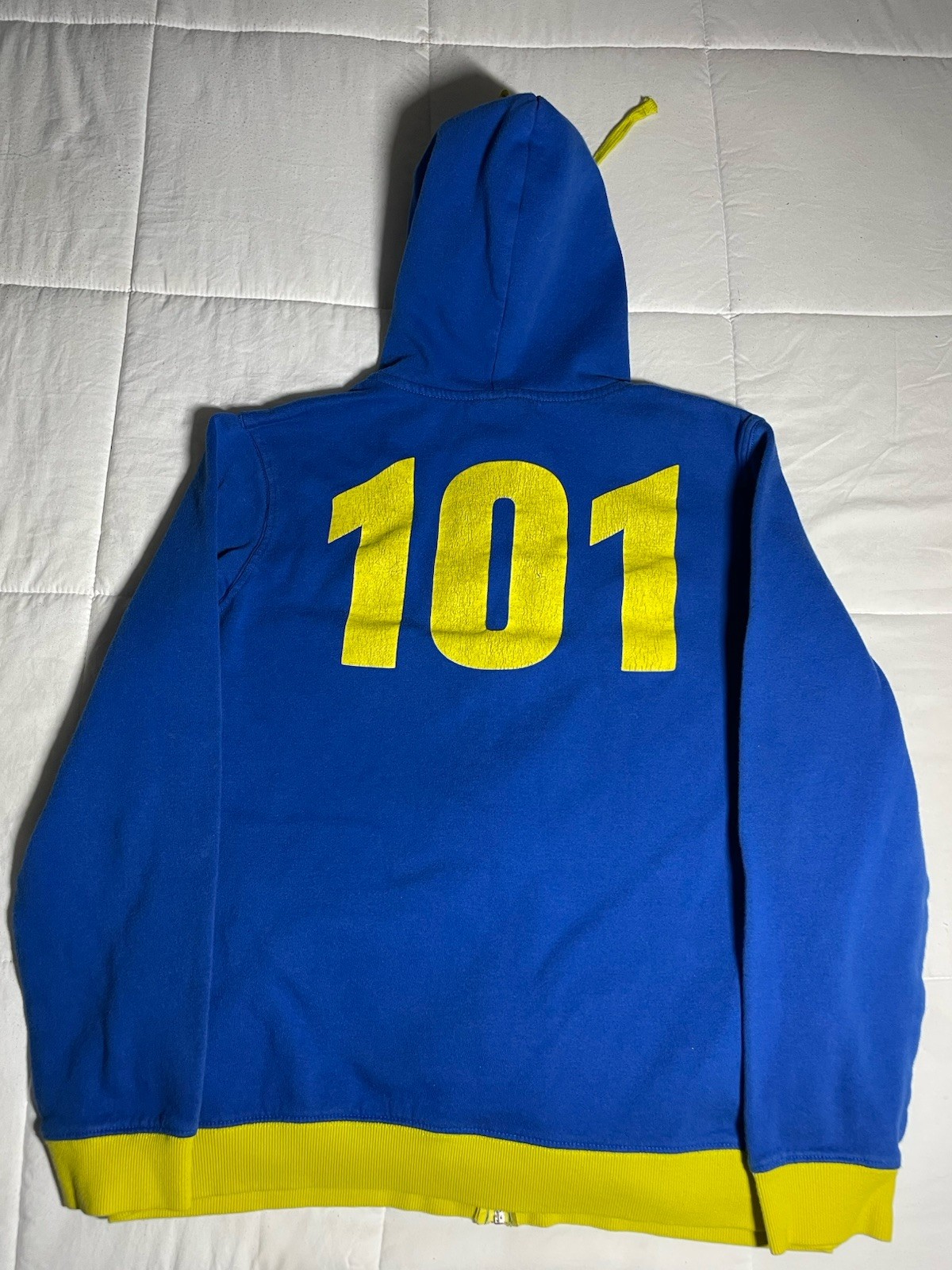 Fallout Vault 101 Hoodie Bethesda Full Zip Official Merch Men’s L Blue Yellow