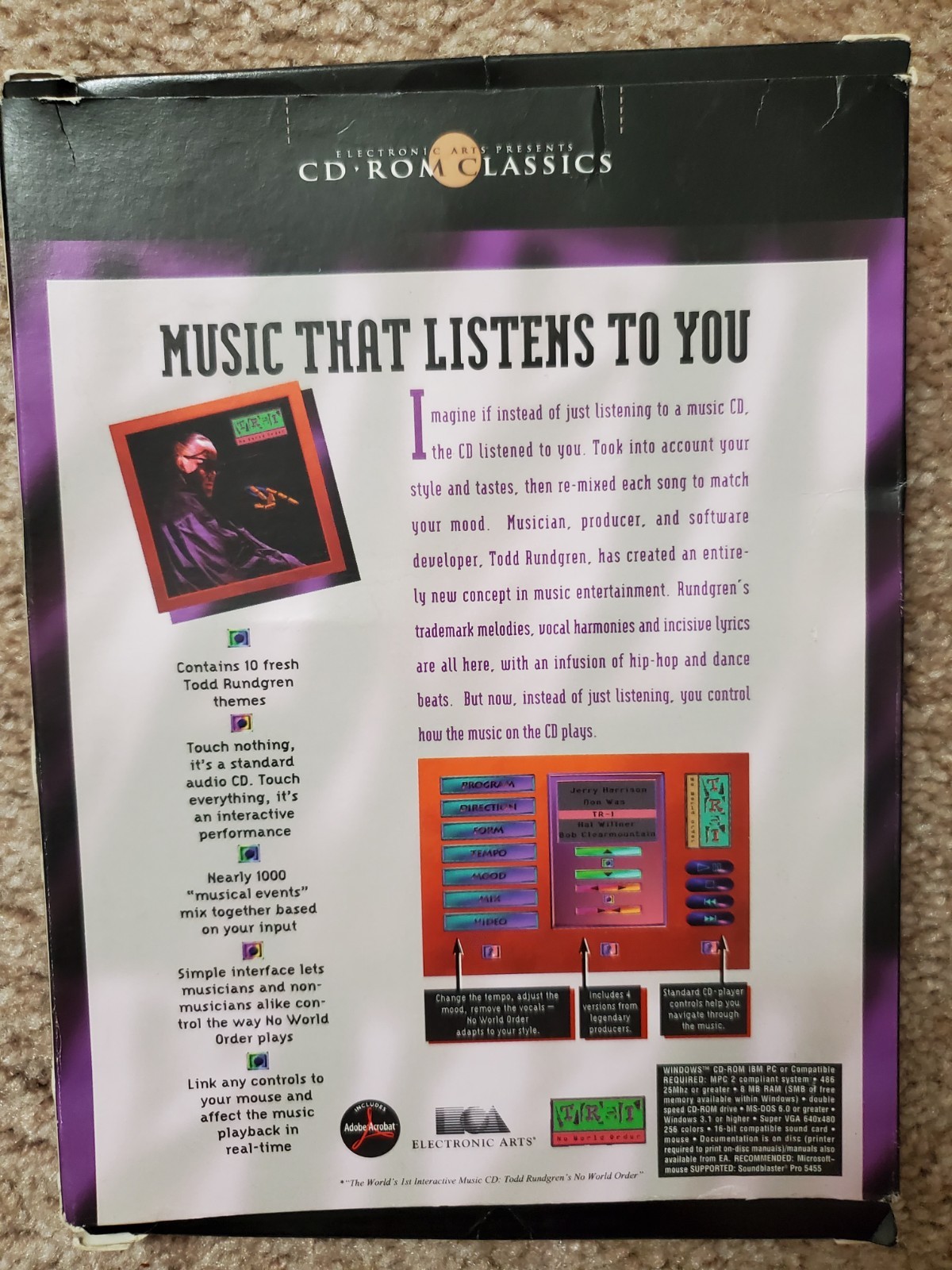 No Word Order Todd Rundgren Interactive Music CD ROM, PC, Electronic Arts 1994