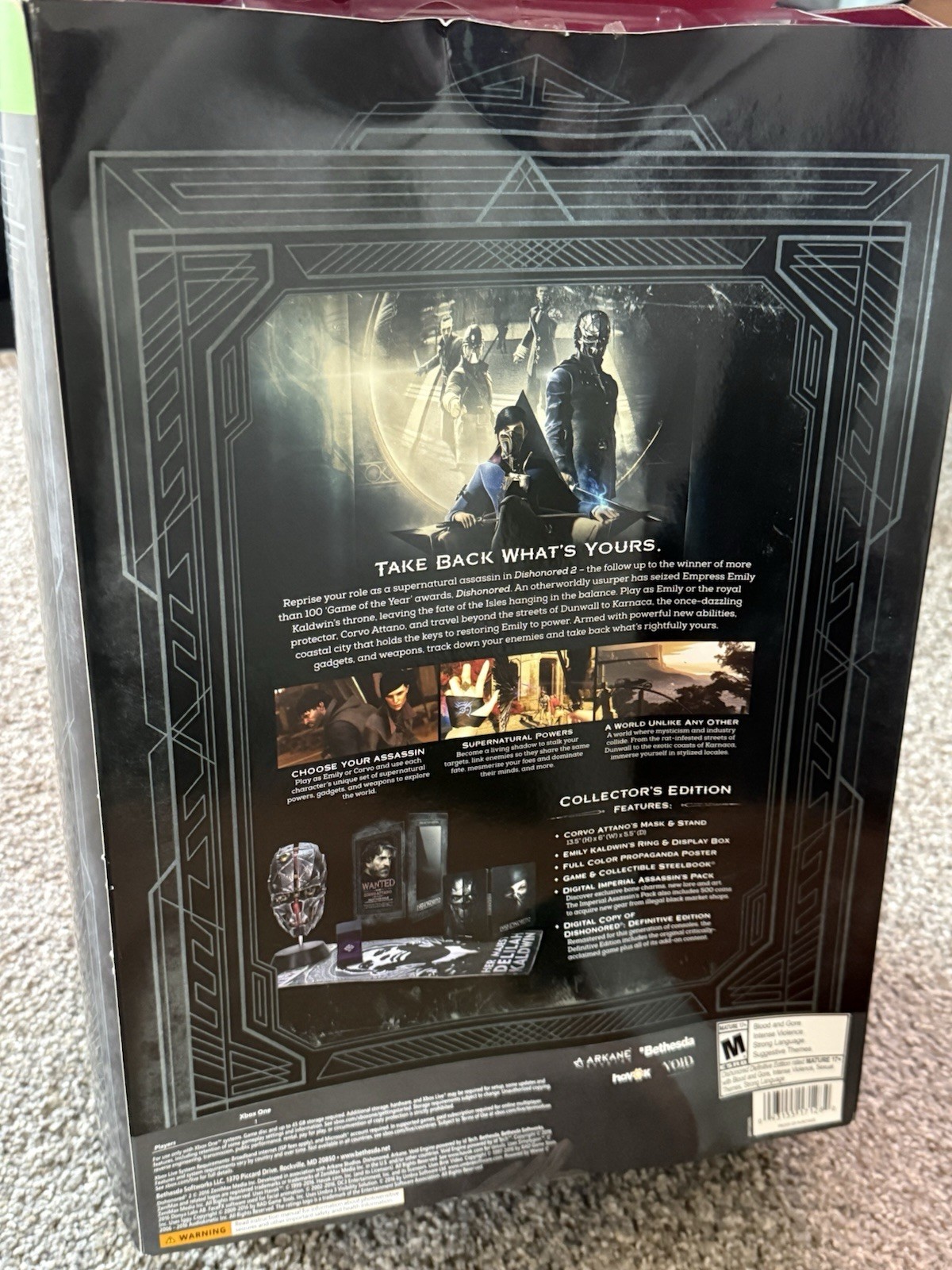 Dishonored 2 Corvo Attano Mask Only Collector’s Edition Xbox One No Game