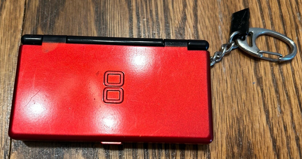 Nintendo DS Carrying Case Stylus Keychain Red Black| Holds 4 DS Game Cartridges