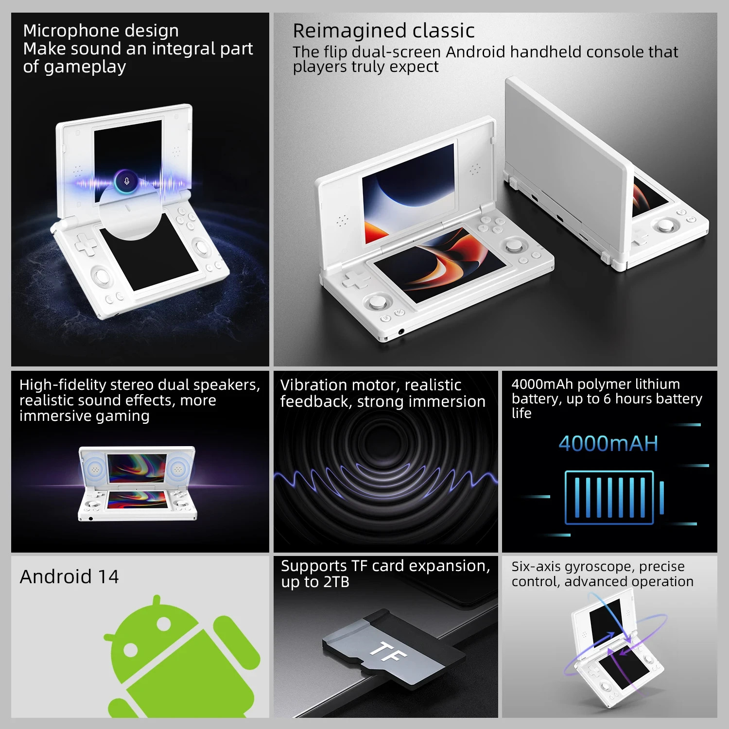 Anbernic RG DS Handheld Game Console 4″ IPS Dual Screen