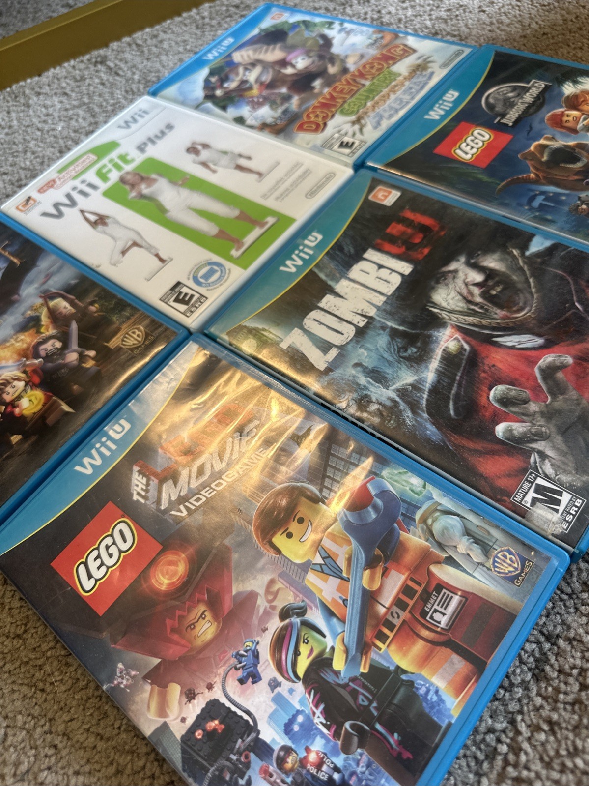 WiiU Game Bundle With Six Games ZombiU, Three Lego Titles, Donkey Kong Country