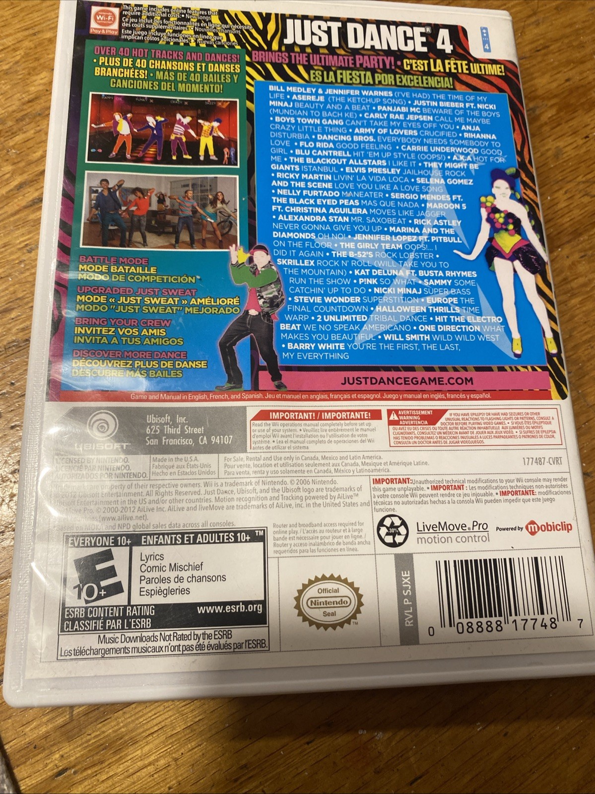 Just Dance 4 (Nintendo Wii, 2012) Case And Manual Only