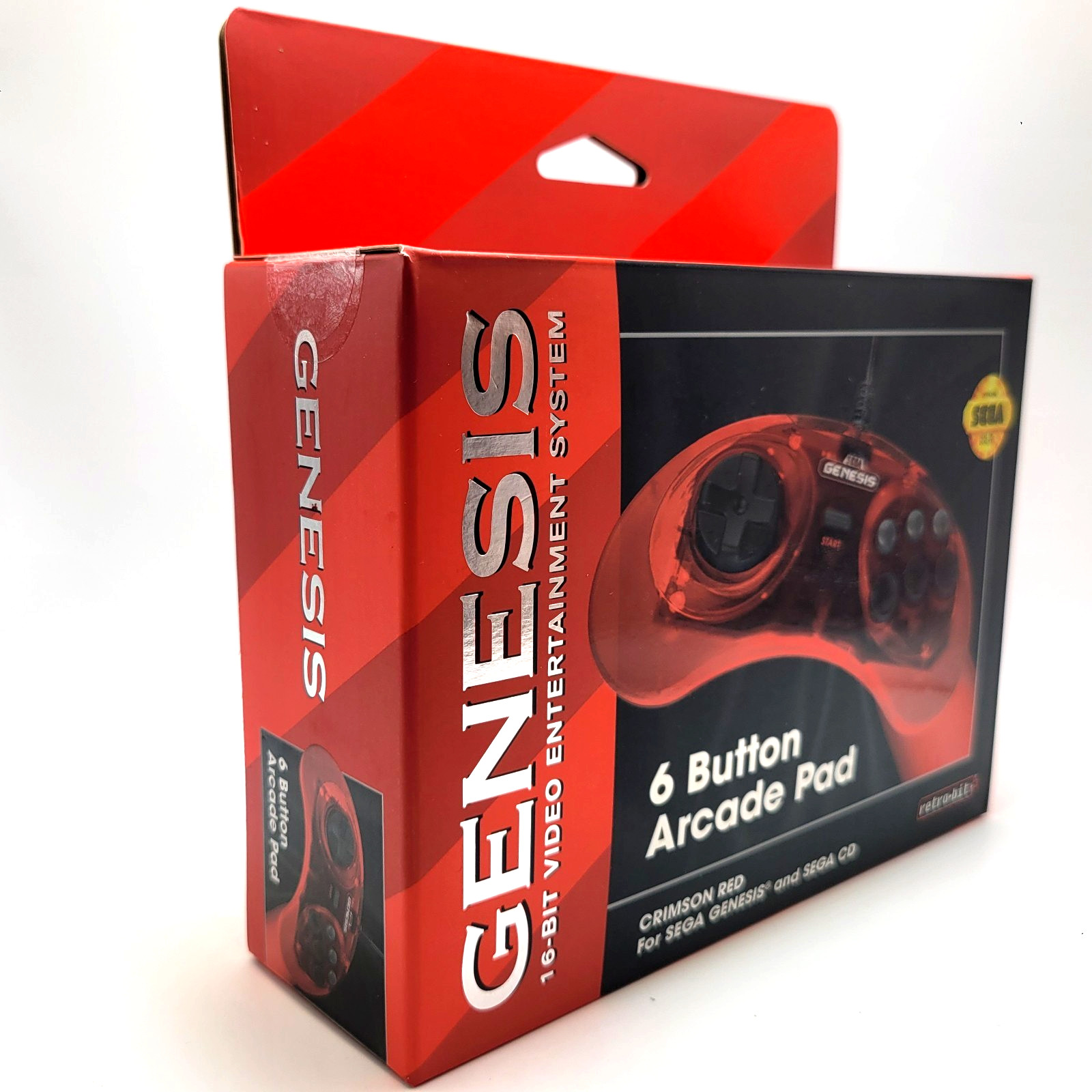 Retro-Bit Official Sega Genesis 6-Button Controller Pad for Sega Genesis – Red