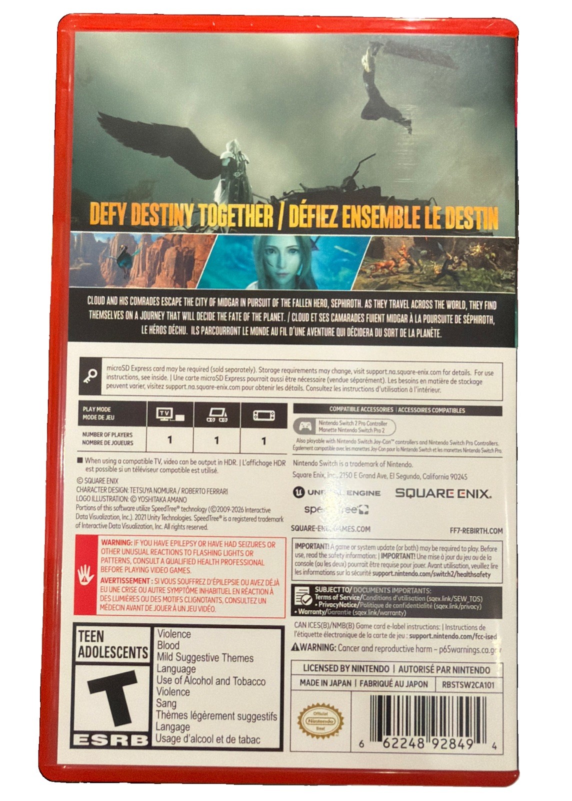 *NO PROMO CARD* NEW Final Fantasy VII Rebirth FF7 – Nintendo Switch 2 game only