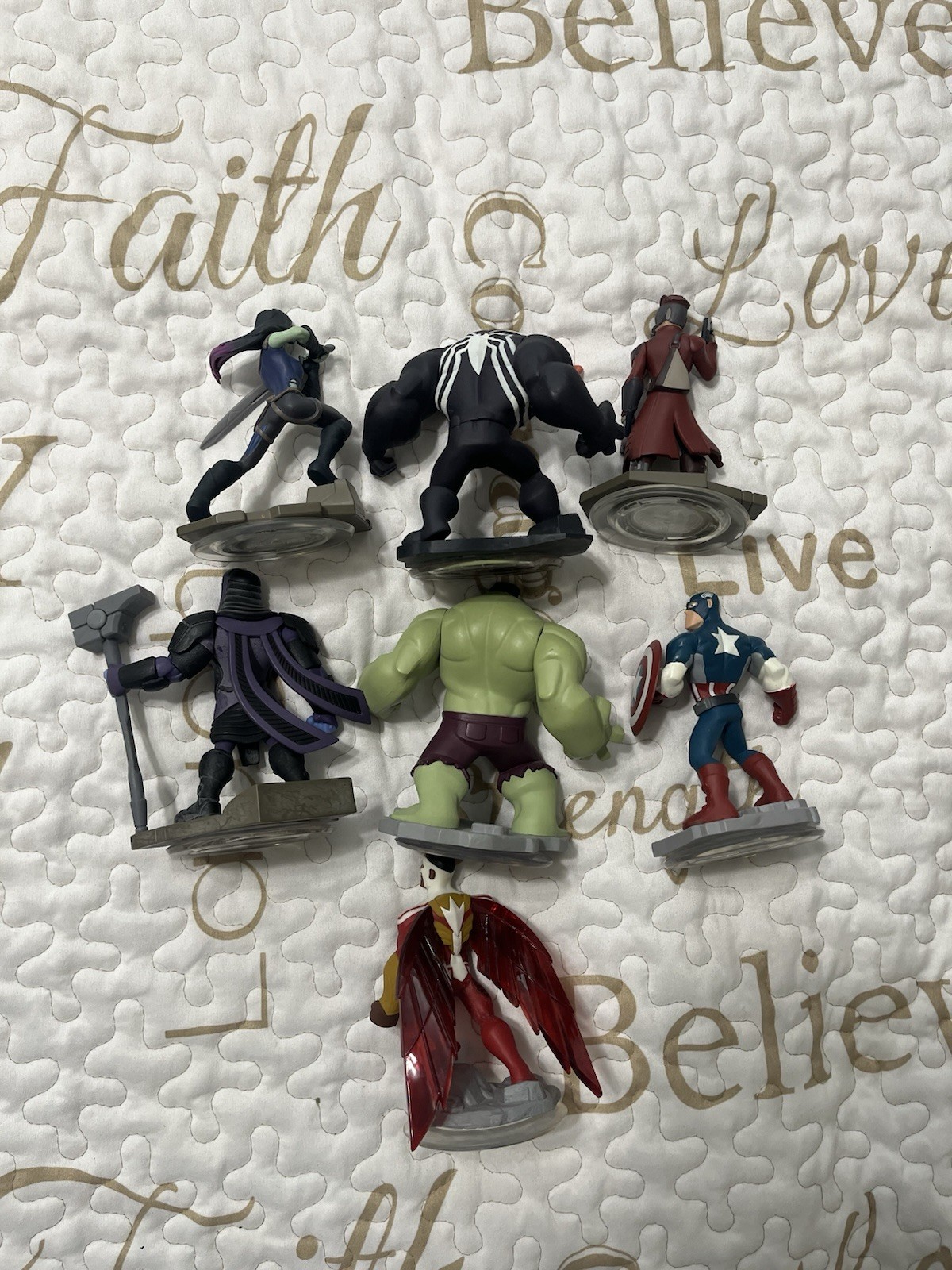 Disney Infinity 2.0 Marvel Figures Lot(7)- Venom, Hulk, Captain America, Falcon