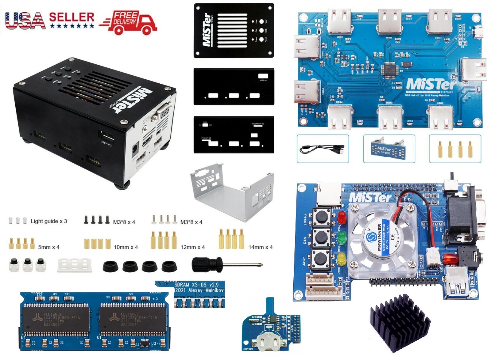 Mister FPGA Metal Case + 128MB SDRAM + IO VGA + HUB + Fan for Terasic DE10-Nano