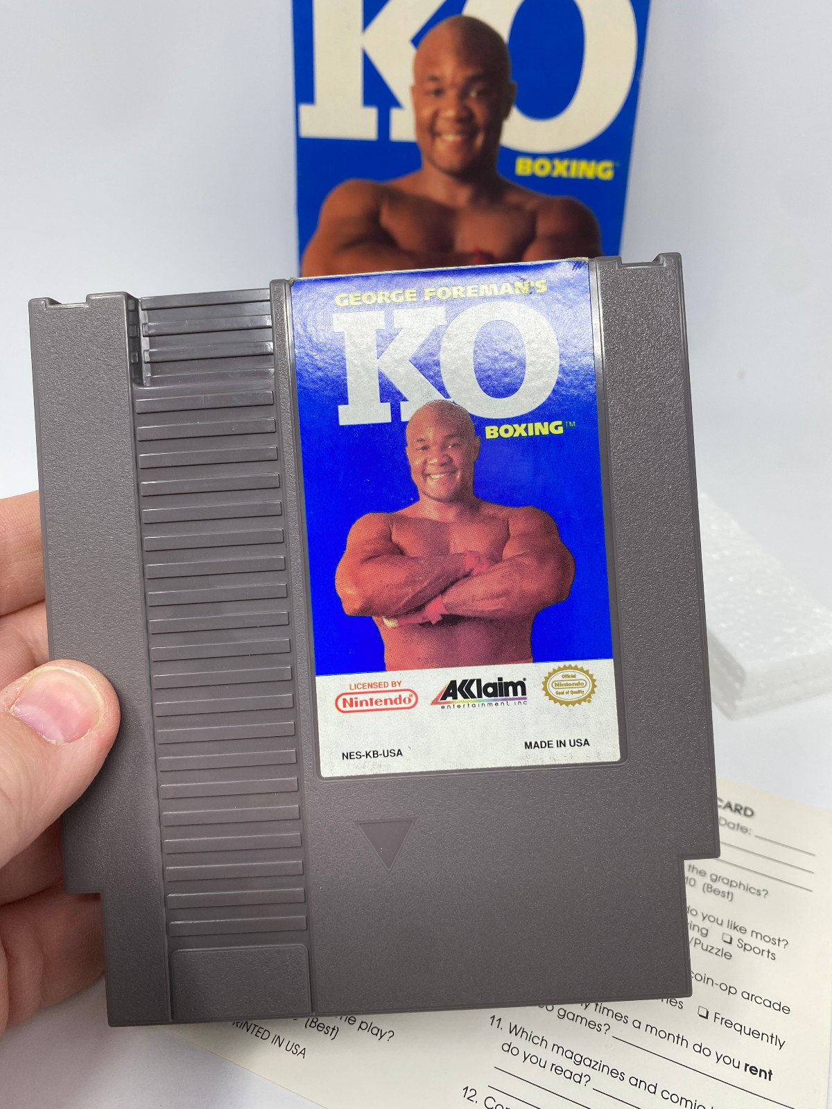 NES George Foreman’s KO Boxing Nintendo CIB Poster Box Manual Complete Game Vtg